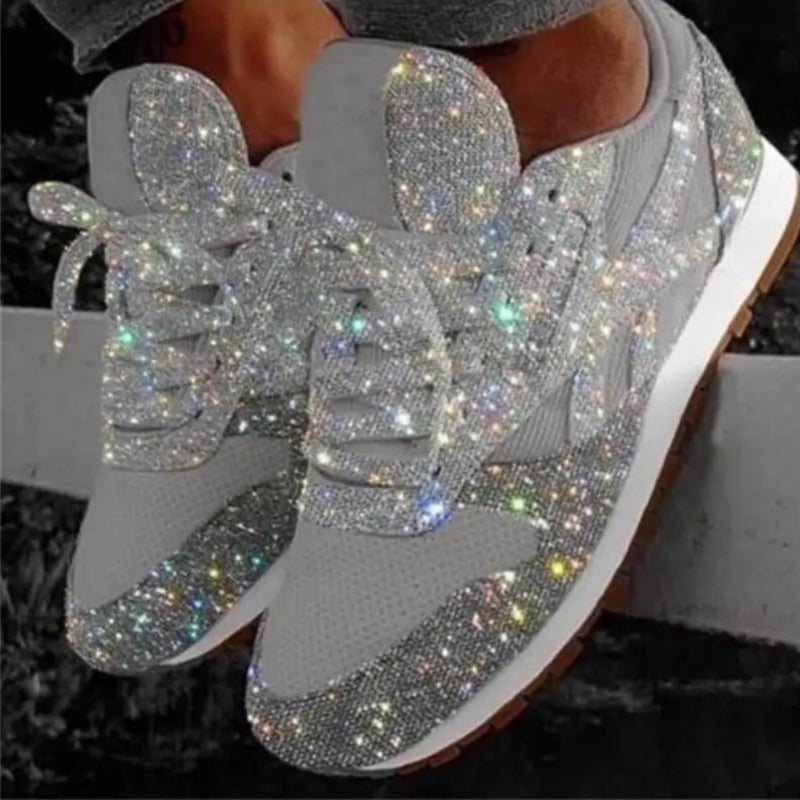Trendy Dames Sneakers met Glitter – Chunky Platform Sneakers voor Comfort en Stijl - Dames - Schoenen