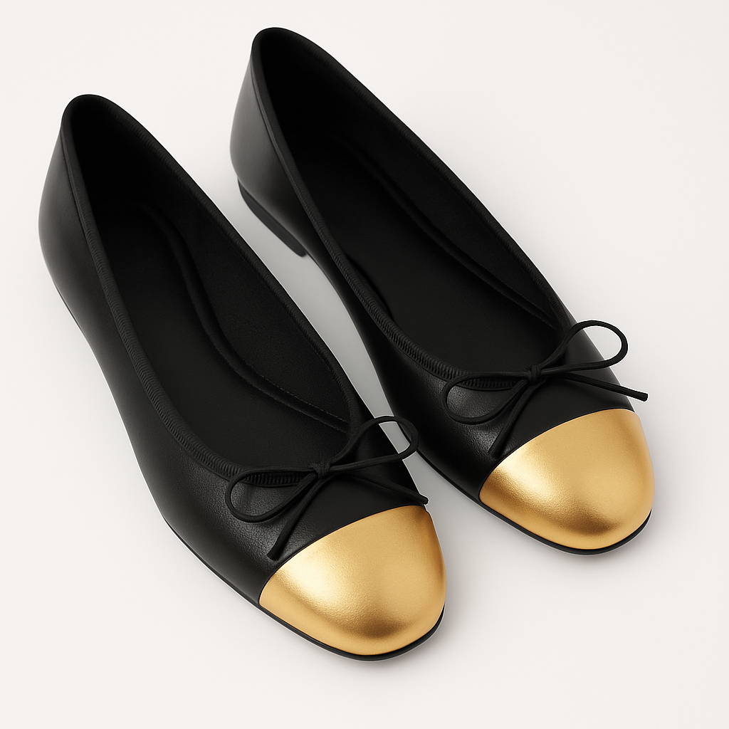 Zwarte Ballerina Schoenen Dames van Leer met Ronde Teen en Strik – Stijlvolle Casual Schoenen