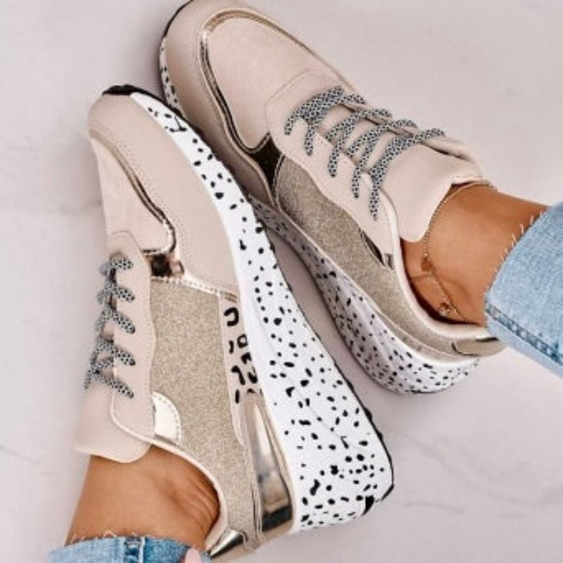 Orthopedische Sneakers Dames met Ergonomische Zool – Lichtgewicht, Ademend en Modieus in Goud en Grijs-4