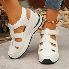 Dames Romeinse Sandalen – Zomer Instappers met Dikke Hak, Klittenband en Ademend Design (Ook in Grote Maten)