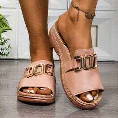 Chique Metalen Dames Slippers – Open Hak, Lichtgewicht & Comfort voor de Zomer