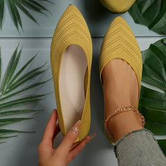 Elegante Gebreide Dames Ballerina's – Puntige Slip-On Flats voor Kantoor en Casual