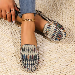 Plus Size Dames Instapschoenen – Etnisch Patroon, Ademend & Comfortabel voor Lente en Zomer