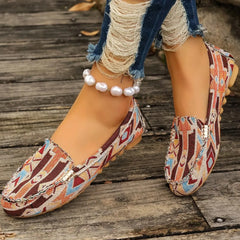 Plus Size Dames Instapschoenen – Etnisch Patroon, Ademend & Comfortabel voor Lente en Zomer