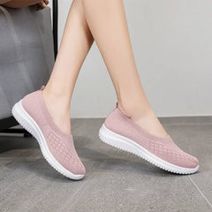 Orthopedische Dames Sneakers – Ademend Gebreid Instapmodel met Platte Zool