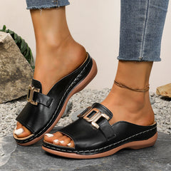 Chique Metalen Dames Slippers – Open Hak, Lichtgewicht & Comfort voor de Zomer
