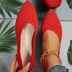 Elegante Gebreide Dames Ballerina's – Puntige Slip-On Flats voor Kantoor en Casual