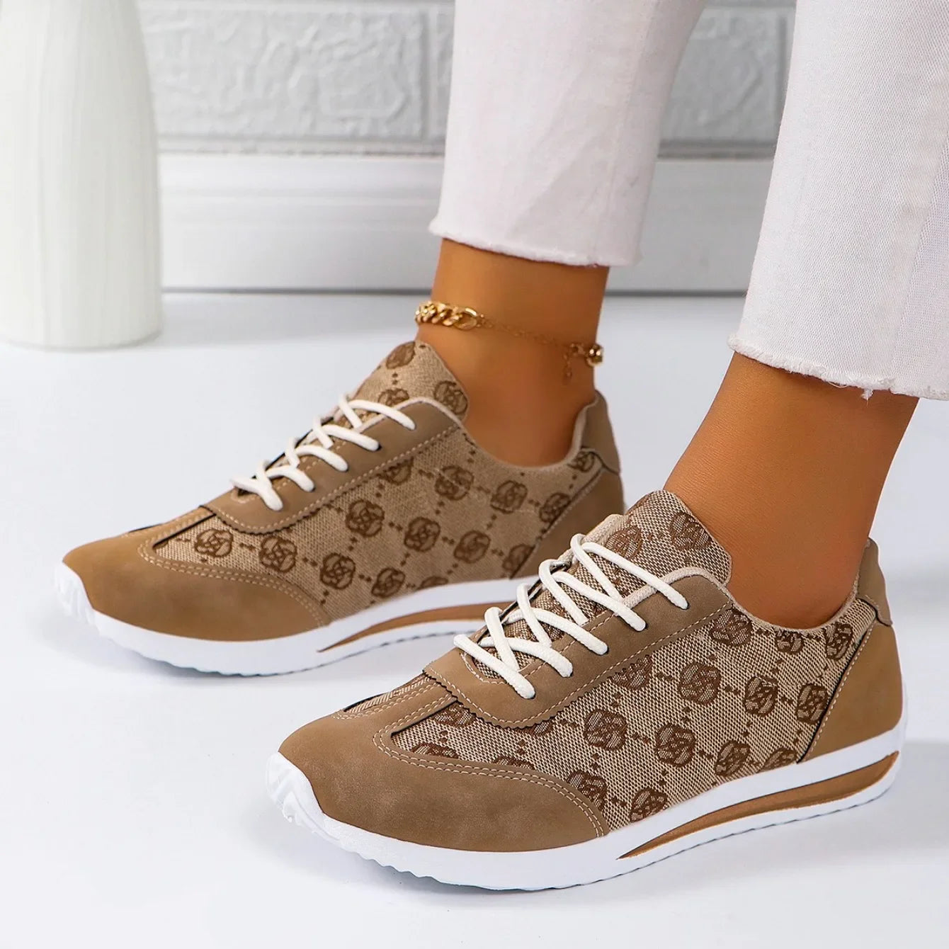 Dames Sneakers met Dikke Zool – Comfortabele Ademend Casual Schoenen met Luxe Design