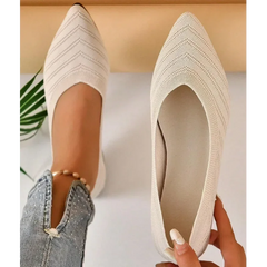 Elegante Gebreide Dames Ballerina's – Puntige Slip-On Flats voor Kantoor en Casual