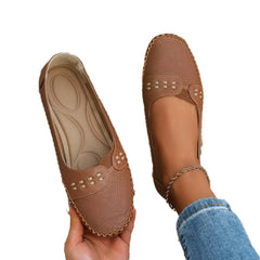 Plus Size Dames Loafers – Zomerse Lichtgewicht Instapschoenen met Laser Cut Design en Platte Zool