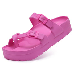 Dames Platform Sandalen – Lichtgewicht Comfort Foam Slides met Dikke Zool en Verstelbare Gesp