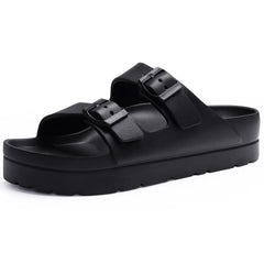 Dames Platform Sandalen – Lichtgewicht Comfort Foam Slides met Dikke Zool en Verstelbare Gesp