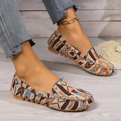 Plus Size Dames Instapschoenen – Etnisch Patroon, Ademend & Comfortabel voor Lente en Zomer