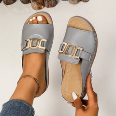 Chique Metalen Dames Slippers – Open Hak, Lichtgewicht & Comfort voor de Zomer