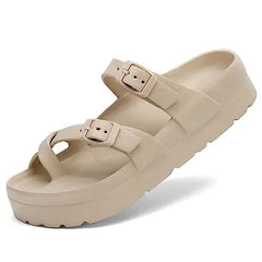 Dames Platform Sandalen – Lichtgewicht Comfort Foam Slides met Dikke Zool en Verstelbare Gesp