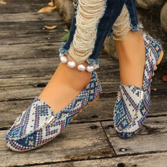 Plus Size Dames Instapschoenen – Etnisch Patroon, Ademend & Comfortabel voor Lente en Zomer