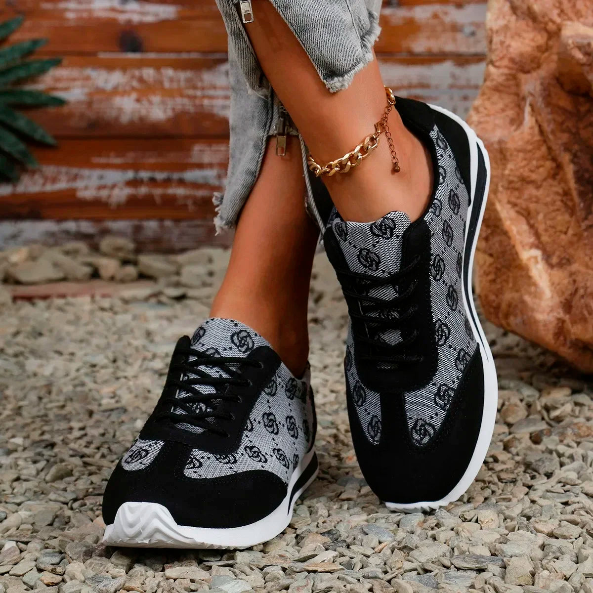 Dames Sneakers met Dikke Zool – Comfortabele Ademend Casual Schoenen met Luxe Design