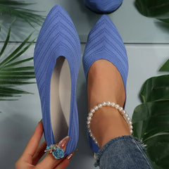 Elegante Gebreide Dames Ballerina's – Puntige Slip-On Flats voor Kantoor en Casual