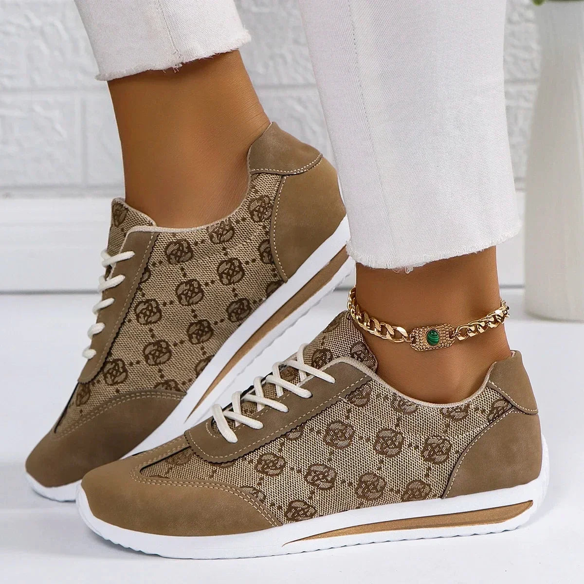 Dames Sneakers met Dikke Zool – Comfortabele Ademend Casual Schoenen met Luxe Design