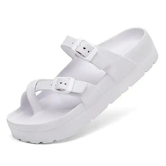 Dames Platform Sandalen – Lichtgewicht Comfort Foam Slides met Dikke Zool en Verstelbare Gesp
