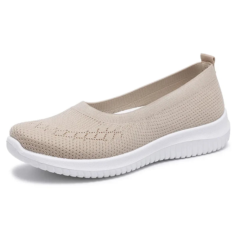 Orthopedische Dames Sneakers – Ademend Gebreid Instapmodel met Platte Zool