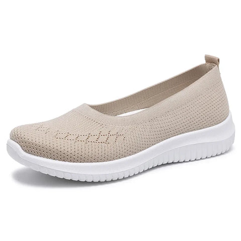 Orthopedische Dames Sneakers – Ademend Gebreid Instapmodel met Platte Zool