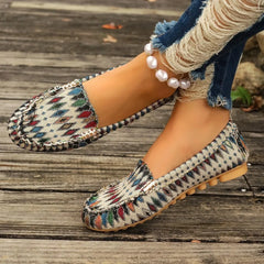 Plus Size Dames Instapschoenen – Etnisch Patroon, Ademend & Comfortabel voor Lente en Zomer