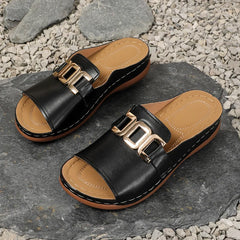 Chique Metalen Dames Slippers – Open Hak, Lichtgewicht & Comfort voor de Zomer