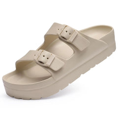 Dames Platform Sandalen – Lichtgewicht Comfort Foam Slides met Dikke Zool en Verstelbare Gesp