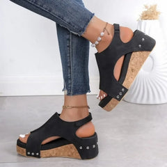 Boho Plateau Sandalen Dames – Sleehak, Grote Maat & Comfortabele Open Teen