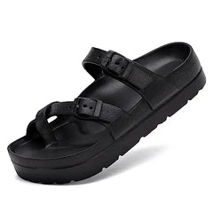 Dames Platform Sandalen – Lichtgewicht Comfort Foam Slides met Dikke Zool en Verstelbare Gesp