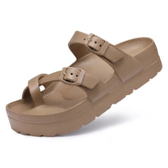 Dames Platform Sandalen – Lichtgewicht Comfort Foam Slides met Dikke Zool en Verstelbare Gesp