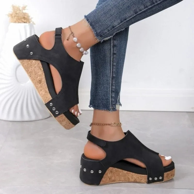 Boho Plateau Sandalen Dames – Sleehak, Grote Maat & Comfortabele Open Teen