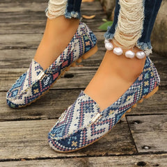 Plus Size Dames Instapschoenen – Etnisch Patroon, Ademend & Comfortabel voor Lente en Zomer