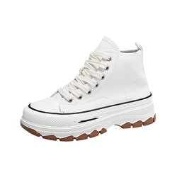 Dames Hoge Platform Sneakers – Casual Canvas Veterschoenen met Antislip Zool