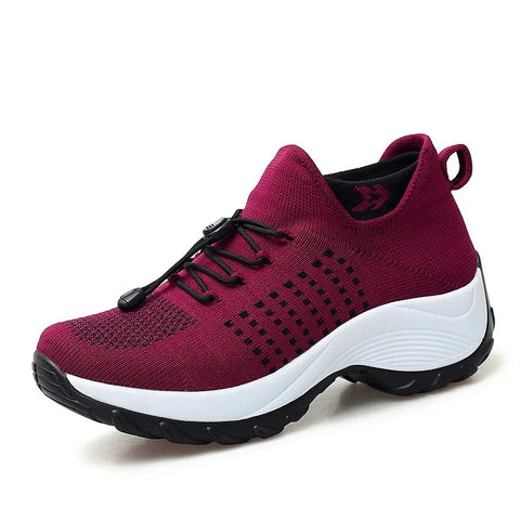 Plus Size Dames Sokken Sneakers – Winter Warme Gebreide Platform Schoenen met Vetersluiting