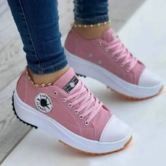 Canvas Sneakers Dames met Vetersluiting – Comfortabel en Casual voor Elke Gelegenheid - Dames - Schoenen