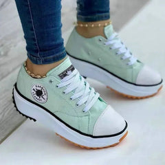 Canvas Sneakers Dames met Vetersluiting – Comfortabel en Casual voor Elke Gelegenheid - Dames - Schoenen