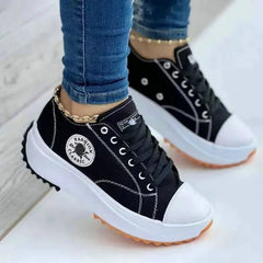 Canvas Sneakers Dames met Vetersluiting – Comfortabel en Casual voor Elke Gelegenheid - Dames - Schoenen