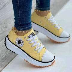 Canvas Sneakers Dames met Vetersluiting – Comfortabel en Casual voor Elke Gelegenheid - Dames - Schoenen