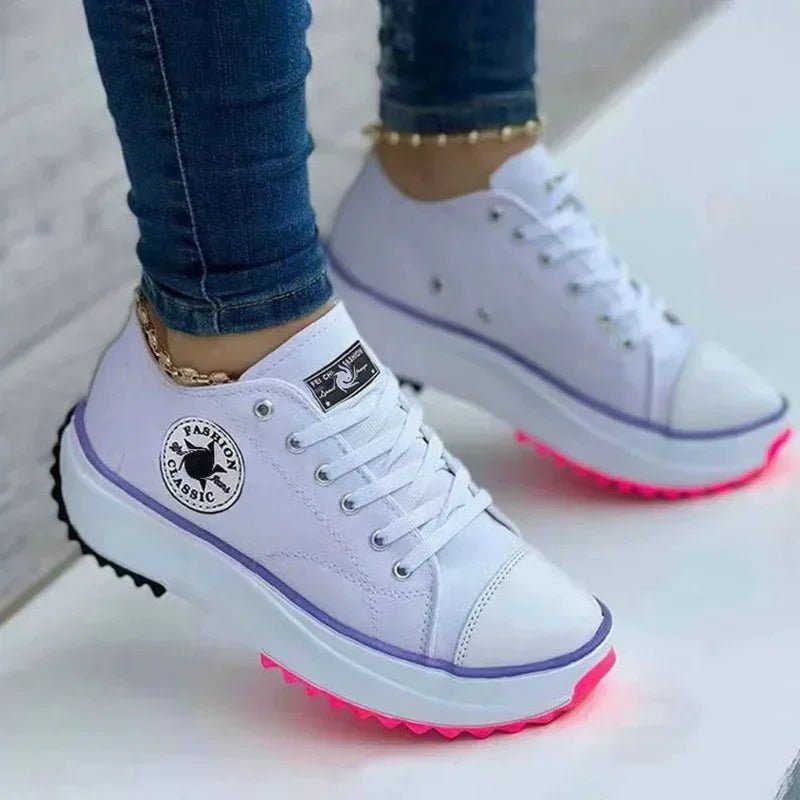 Canvas Sneakers Dames met Vetersluiting – Comfortabel en Casual voor Elke Gelegenheid - Dames - Schoenen