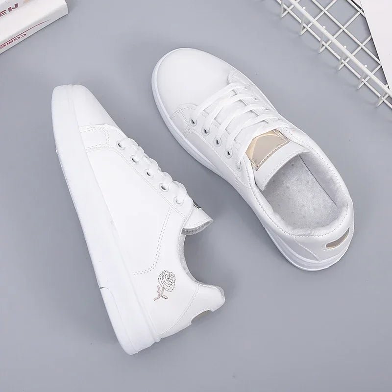 Casual Witte Sneakers Dames met Geborduurde Bloemen – Ademend en Comfortabel voor Dagelijks Gebruik - Dames - Schoenen