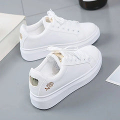 Casual Witte Sneakers Dames met Geborduurde Bloemen – Ademend en Comfortabel voor Dagelijks Gebruik - Dames - Schoenen