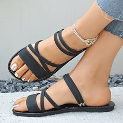 Casual Zomer Sandalen Dames – Platte Hiel Gladiator Slippers van PU Leer - Dames - Schoenen