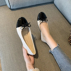 Comfortabele Ballerina Schoenen Dames met Niet - Slip Zool en Elegante Strik – Leren Flats voor Elke Gelegenheid - Dames - Schoenen