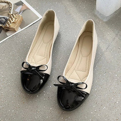 Comfortabele Ballerina Schoenen Dames met Niet - Slip Zool en Elegante Strik – Leren Flats voor Elke Gelegenheid - Dames - Schoenen