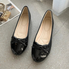 Comfortabele Ballerina Schoenen Dames met Niet - Slip Zool en Elegante Strik – Leren Flats voor Elke Gelegenheid - Dames - Schoenen