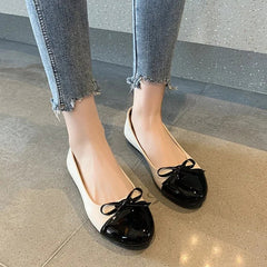 Comfortabele Ballerina Schoenen Dames met Niet - Slip Zool en Elegante Strik – Leren Flats voor Elke Gelegenheid - Dames - Schoenen