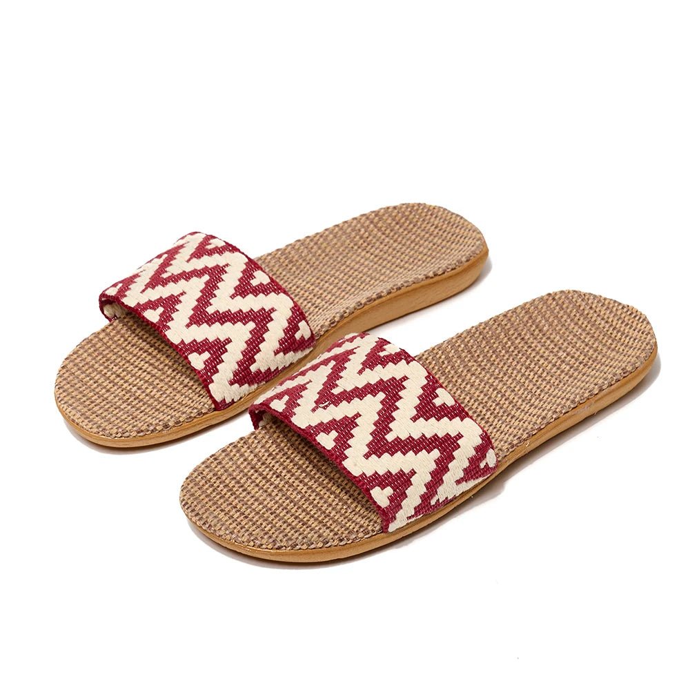 Comfortabele Dames Slippers van Vlas – Ademend Linnen Flip Flops voor Binnen en Buiten, Antislip Zolen, Verkrijgbaar in Diverse Maten - Dames - Schoenen