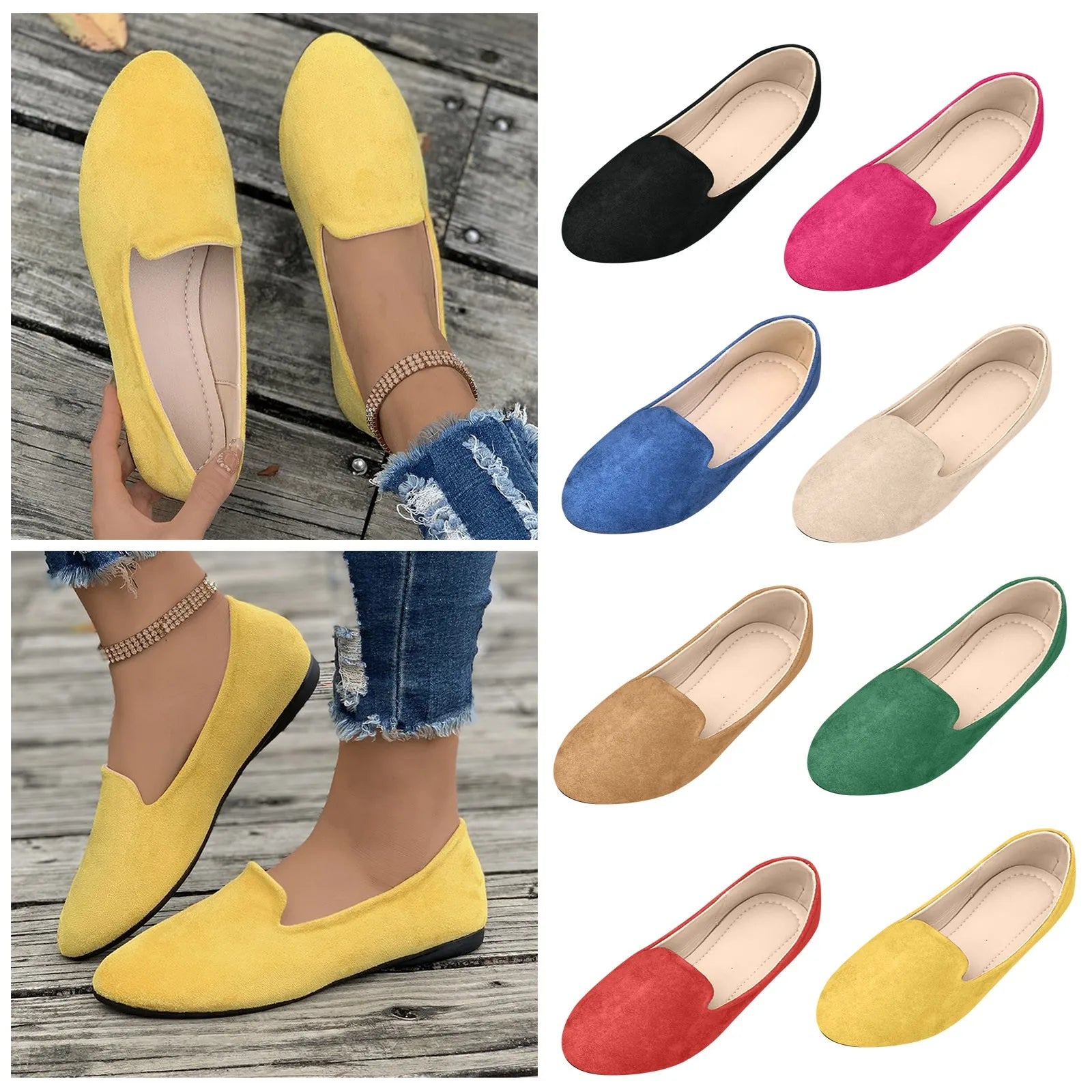 Dames Ballet Flats in Snoepkleur – Comfortabele Loafers voor Herfst in Groot Formaat - Dames - Schoenen